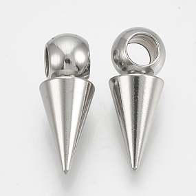 Honeyhandy 201 Stainless Steel Pendants, Cone, Stainless Steel Color, 16x6mm, Hole: 3mm