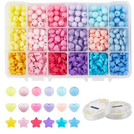 NBEADS 780 Pcs Pop Beads Set, Acrylic DIY Beads Set Friendship Making Bracelet Kit with Elastic Crystal Thread for Necklace Art Craft Jewelry Making