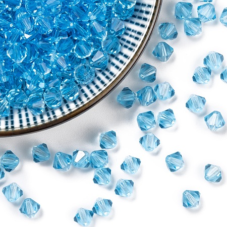 Arricraft Czech Glass Beads, Faceted, Bicone, Lt.Sky Blue, 6mm in diameter, hole: 0.8mm, 144pcs/gross