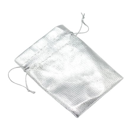 NBEADS 100 Pcs 4.72x3.94 Inch Silver Gift Bags Wedding Pouches Drawstring Bags Jewelry Pouches Favor Pouches