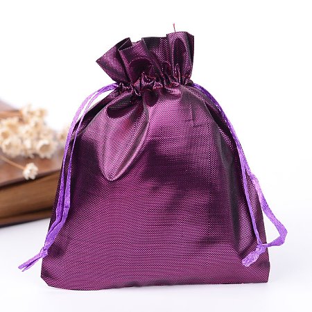 NBEADS 10 Pcs 4.7x3.5 Inch Purple Satin Drawstring Bags Wedding Party Favors Jewelry Pouches Candy Gift Bags