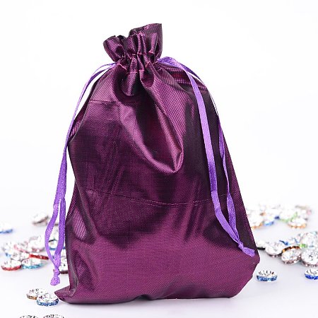 NBEADS 5 Pcs 6.9x5.1 Inch Purple Satin Drawstring Bags Wedding Party Favors Jewelry Pouches Candy Gift Bags