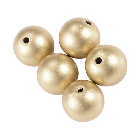 NBEADS 500g Matte Style Spray Painted Acrylic Beads, Round, Gold, 8mm, Hole: 2mm; about 1840pcs/500g