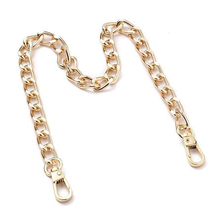 Honeyhandy Bag Handles, Wallet Chains, with Aluminium Curb Chains, Alloy Swivel Clasps, for Bag Straps Replacement Accessories, Light Gold, 15.55 inch(39.5cm)