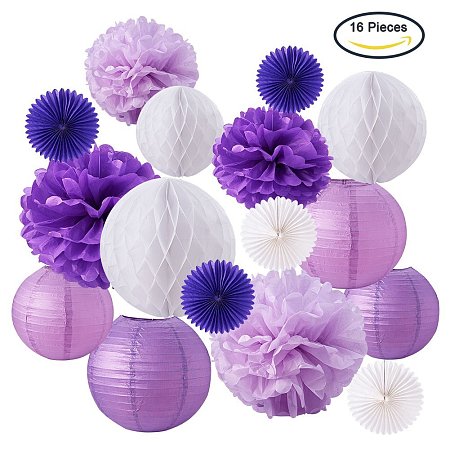 BENECREAT Mixed Color Purple Paper Flower-balls Wedding Theme Birthday Party Decoration Honeycomb diameter 200~300mm