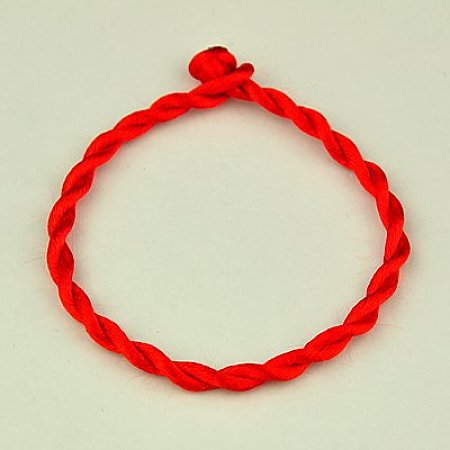 Honeyhandy Nylon Rattail Satin Cord Bracelet Making, Red, 190x3mm