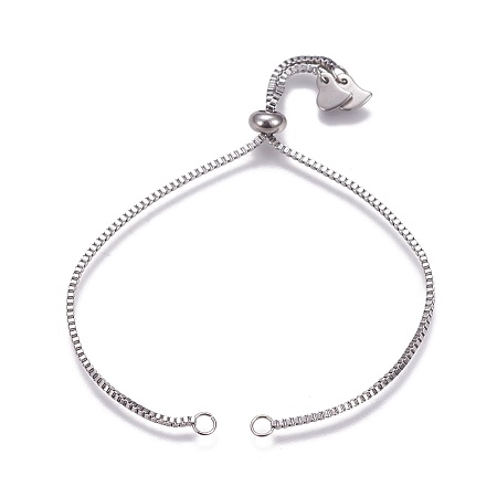 Honeyhandy Stainless Steel Slider Bracelet Making, with Box Chains, Heart, Stainless Steel Color, Single Chain: 4-1/4 inch(10.9cm), Total Length about 8-5/8 inch(21.8cm)