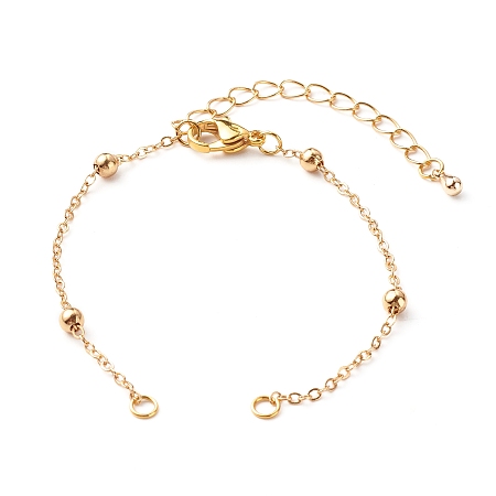 Honeyhandy Handmade Brass Satellite Chain Bracelets Making Accessories, with 304 Stainless Steel Lobster Claw Clasp, Golden, 15x0.15cm