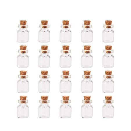 ARRICRAFT 20 Pcs Mini Tiny Message Clear Glass Jar Wishing Bottles Vials with Cork Bead Containers Size 16x22mm