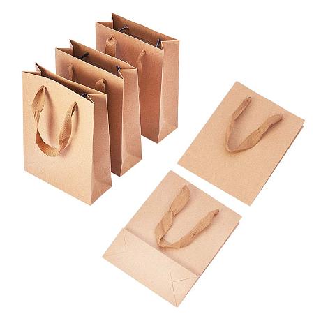 ARRICRAFT 10PCS Kraft Gift Bags Paper Shopping Handle Bags Mechandise, Wedding Favor Bags(5.9”x 7.9”x2.4”)