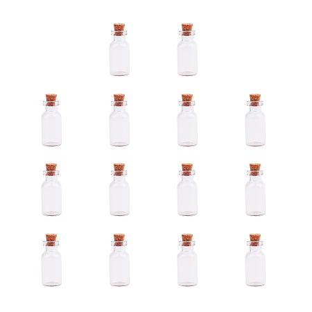 PandaHall Elite 35x16mm Mini Tiny Clear Glass Jars Bottles with Cork Stoppers and Eye Pin Screws for Decoration, Arts & Crafts, about 14pcs/set
