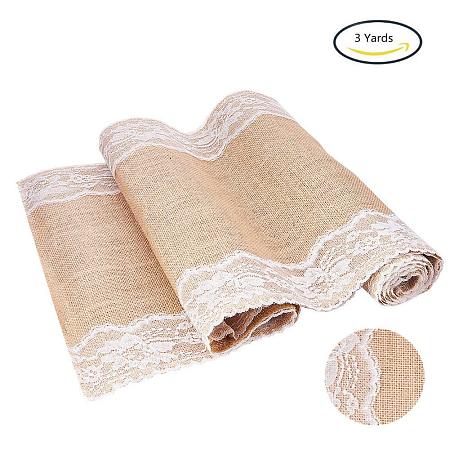 BENECREAT 3 Yards/roll Lace Table Runners Rustic Burlap Sewed Edge Vintage Shabby Chic Wedding Table Decor Jute Outdoor Party Decor ,9-7/8
