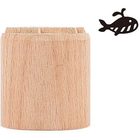 OLYCRAFT Wood Stamp Whale Shape Wood Wax Seal Stamp Cute Column Wooden Stamps Portable Natural Wood Stamps for Clay Valentine's Day Birthday Gift (1.4 Inch in Diameter)