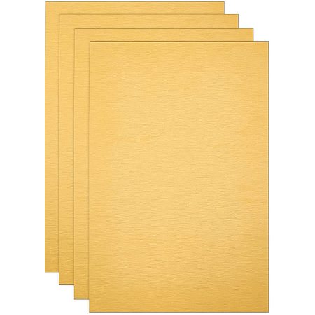 BENECREAT 4PCS Gold Sublimation Aluminum Blanks Sheets (Thickness: 0.4mm) Heat Press Thermal Transfer Engraved Sheet 12x8 Inch for Business Cards Nameplates Making and DIY Crafts