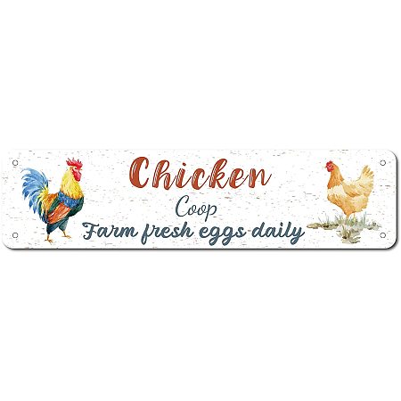 CREATCABIN Metal Tin Sign Summer Chicken Coop Farm Fresh Eggs Daily Retro Vintage Funny Wall Art Mural Hanging Iron Painting for Home Garden Bar Pub Kitchen Living Room Office Plaque 16x4inch