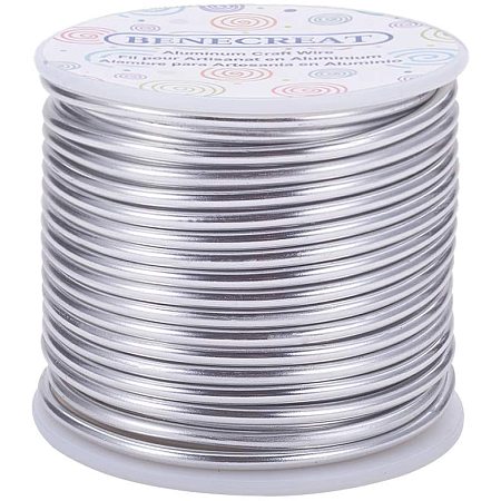 BENECREAT 9 Gauge Jewelry Craft Aluminum Wire 55 Feet Bendable Metal Sculpting Wire for Craft Floral Model Skeleton Making (Silver, 3mm)