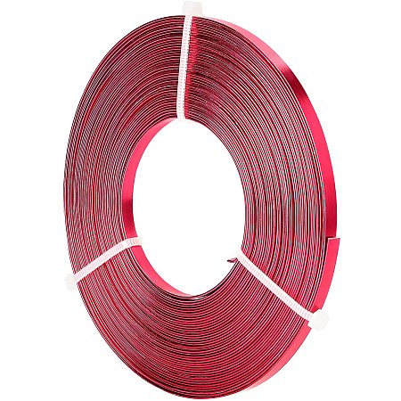 BENECREAT 32FT 5mm Wide Flat Jewelry Craft Wire 18 Gauge Aluminum Wire for Bezel, Sculpting, Armature, Jewelry Making - Medium Violet Red