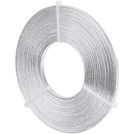 NBEADS 10m (33FT) Aluminum Flat Wire, 5mm Wide Silver Craft Metal Wire Flat Artistic Wire Soft Bendable Wire for Jewelry Craft Beading Making, 10m/Roll