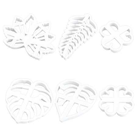 SUPERDANT 6 Styles Leaf Flower Polymer Clay Cutters Palm Leaf Cookie Cutter Fondant Cutter Monstera Cake Embossing Mold Clover Cutter Maple Mold Four-Leaf Clover Clay Cutters for Earrings