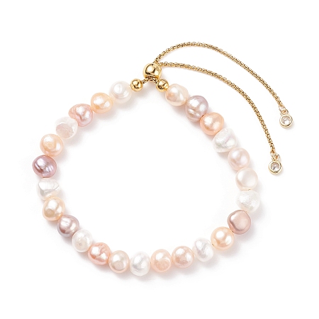 Honeyhandy Natural Pearl Beaded Slider Bracelet for Women, Colorful, Inner Diameter: 2~3-1/4 inch(5.1~8.4cm)
