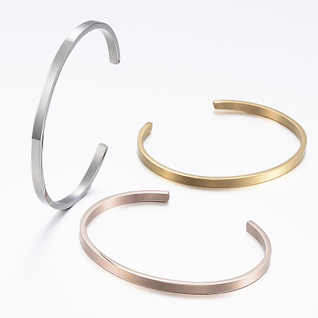 ARRICRAFT 304 Stainless Steel Cuff Bangles, Minimalist Simple Open Bangles, Mixed Color, 2-1/2 inchesx2 inches(61x51mm)