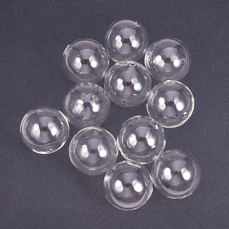 PandaHall Elite 20Pcs Handmade Round Blown Globe Wish Glass Ball Bottles DIY Memory Lockets Pendant Charm Craft Size 30mm Dia. Transparent