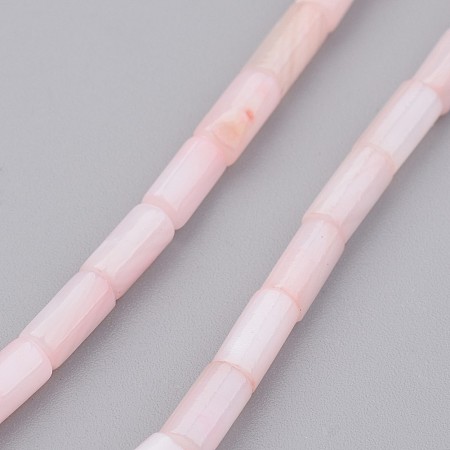 Honeyhandy Natural Shell Bead Strands, Dyed, Column, Misty Rose, 8x4mm, Hole: 0.5mm, about 50pcs/strand, 15.7 inch