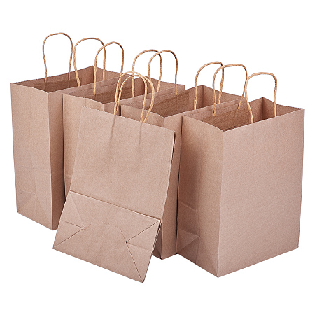 BENECREAT 20 Pack Premium Quality Medium Brown Kraft Paper Bags with Twisted Handles (8.25x4.35x10.5), Shopping/Party Favor/Gift Bags for Birthday Wedding Parties, Holidays and Other Occasions