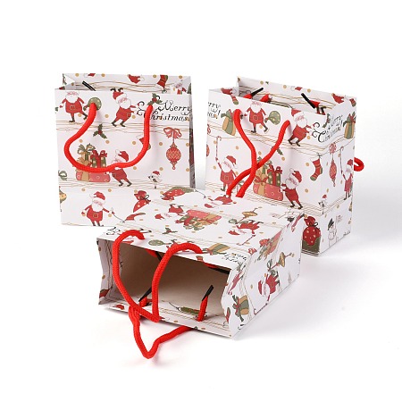 Honeyhandy Christmas Themed Paper Bags, Rectangle, for Jewelry Storage, Red, 15x14x0.45cm