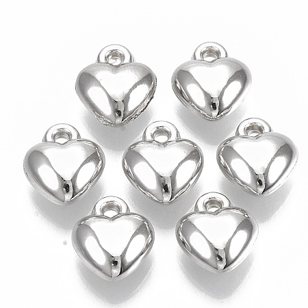 Honeyhandy CCB Plastic Pendants, Heart, Platinum, 13.5x11.5x6mm, Hole: 1.6mm, about 1090pcs/500g