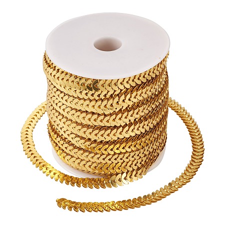 Honeyhandy Iron Leaf Links Chains, with Spool, Soldered, Golden, 5x8.5x2mm, about 82.02 Feet(25m)/roll