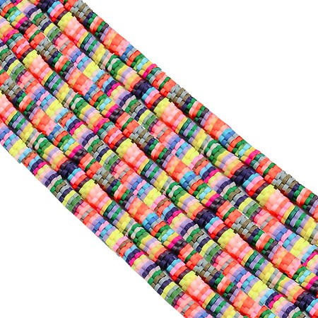 Handmade Polymer Clay Bead Strands, Flower, Colorful, 4~6x4~6x1~1.5mm, Hole: 2mm; about 313~350pcs/strand, 15.35 inches~16.14 inches