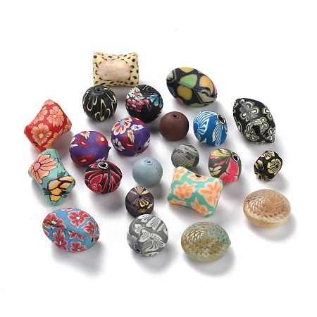 ARRICRAFT Handmade Polymer Clay Beads, Mixed Color, 9~26x9~25x9~22mm, Hole: 1.4~3.6mm