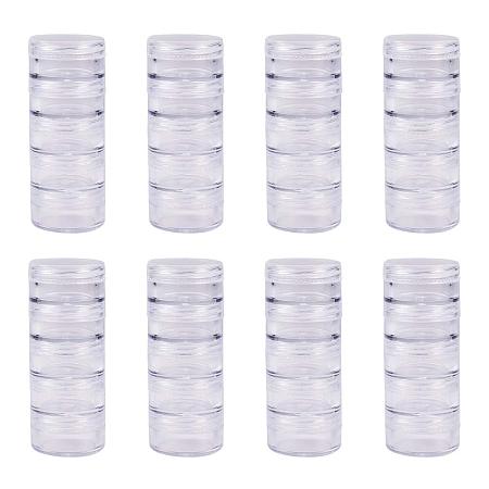BENECREAT 5G/5ML Stackable Round Plastic Containers 8 Column(5 Layer/Column) Bead Storage Jars for Beads, Buttons, Crafts and Small Findings