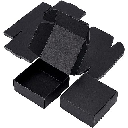 BENECREAT 20 Pack Kraft Paper Candy Box Black Soap Snacks Boxes Cardboard Jewelry Gift Boxes for Wedding Party Favors and Gift Wrapping, 8.5x8.5x3.5cm/3.3x3.3x1.37
