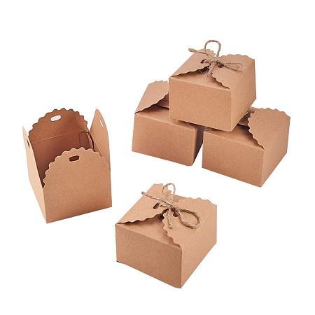 NBEADS 30 Pack Kraft Gift Boxes 2.56 x 2.56 Inch, Gift Wrapping Paper Boxes with Hemp Rope and Tags for Wedding Decoration, Baby Shower, Candy Packaging and Birthday Party Supplies