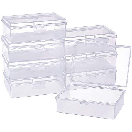 BENECREAT 14 Packs 3.8x2.6x1.2 Inches Clear Plastic Box Containers with Buckle Lids for Beads, Coins, Safety Pins and Other Craft Jewelry Watch Findings