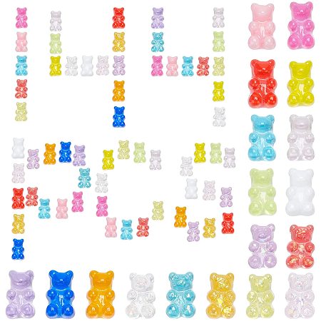 SUNNYCLUE 144PCs 18 Colors Bear Resin Cabochons Candy Gummy Bear Flatbacks Cartoon Cabochon Colorful Bear Charms for DIY Scrapbooking Craft Phone Case Making Decor Accessories