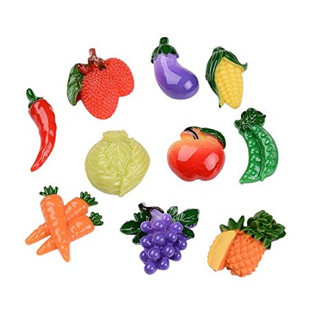 ARRICRAFT 10 PCS Fruit & Vegetable Theme Resin Cabochons for Craft Making