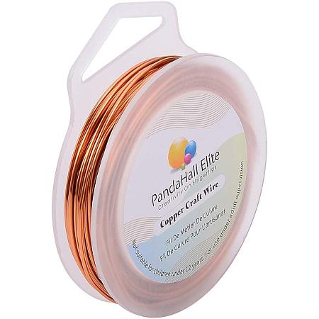 PandaHall Elite 10M(32FT) 18 Gauge(1mm) Colorful Copper Wire Tarnish Resistant Metal Jewelry Beading Wire Roll for Crafting Jewelry Making, Copper Color