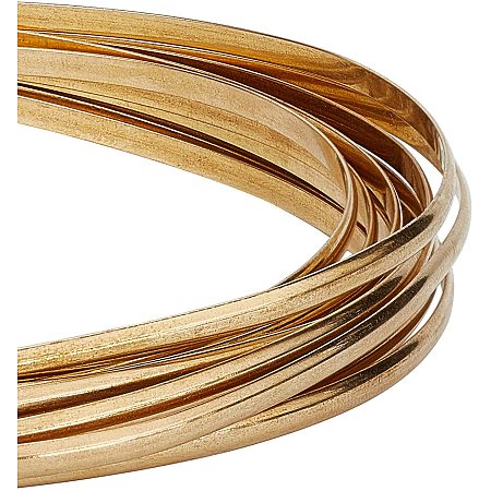 BENECREAT 18 Gauge 16.5 Feet Half Round Copper Wire 3mm Wide Yellow Brass Wire for Jewelry Beading Craft Work