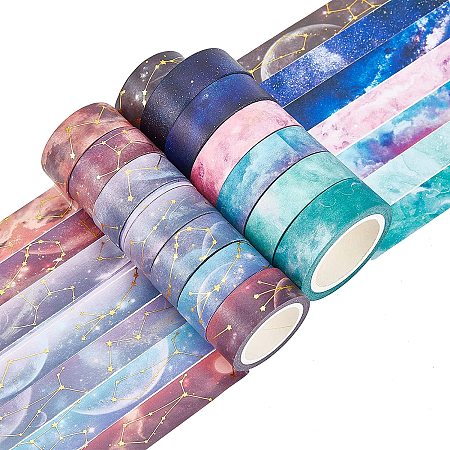 CRASPIRE Washi Tape Set Galaxy Washi Tape Stickers Sticky Paper Tape for DIY, Japanese Washi Masking Decorative Tapes for Scrapbook Craft Gift Wrapping Adhesive School/Party-14 Rolls Starry Sky Series