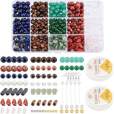 SUPERFINDINGS DIY Mixed Stone Beads Jewelry Making Kit Including Natural Synthetic Mixed Stone Beads Chip Bead Glass Chip Bead Iron Alloy Bead Jump Ring Pin and Other Accessories