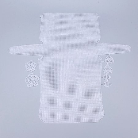 Honeyhandy Plastic Mesh Canvas Sheets, for Embroidery, Acrylic Yarn Crafting, Knit and Crochet Projects, Flower & Heart & Leaf, White, 42.2x46.3x0.15cm, Hole: 4x4mm, Leaf: 29.5x20x1.2mm, Heart: 32x33x1.2mm, Flowers: 51x52x1.2mm and 43x44x1.2mm