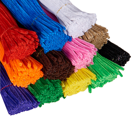 PandaHall Elite About 1140 Pcs Pipe Cleaners Bump Chenille Stem Classroom DIY Craft Size 5x300mm Pack 12 Colors Assorted