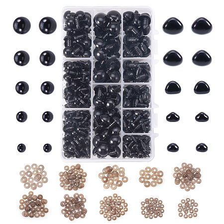 PandaHall Elite 218 Pieces Plastic Safety Eyes Craft Eyes With 115 Pieces Safety Noses And 333 Pieces Washers for Doll, Puppet, Plush Animal Making