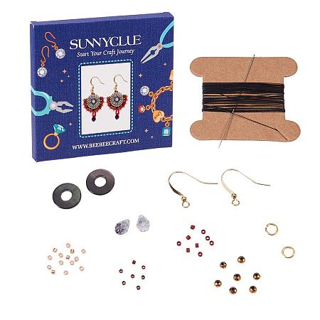SUNNYCLUE 1 Pair Miyuki Seed Beads Chandelier Beaded Dangle Drop Earring Making Starter Kit Boho Jewelry Craft Kits Women Girls, Red