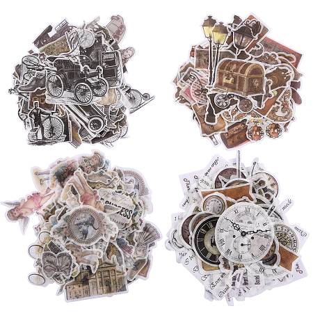 Honeyhandy 240Pcs Women/Clock/Car Sealing Stickers, Label Paster Picture Stickers, for Scrapbooking, Kid DIY Arts Crafts, Mixed Patterns, 60pcs/set, 1 set/style