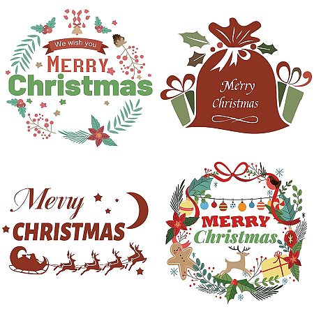 GORGECRAFT Large Christmas Decorations Window Clings Decal Reusable Static Anti Collision Glass Stickers Non Adhesive Film Home Decorations for Sliding Doors Windows Glass, 4PCS