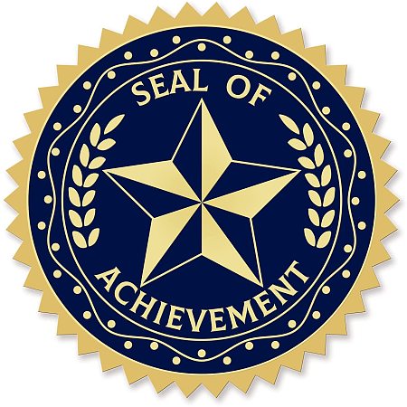 CRASPIRE 100pcs Embossed Foil Stickers Seal of Achievement Gold Foil Certificate Seals 1.9